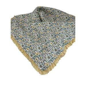 Rachel Ashwell Floral Quilt Green Yellow Reversible Ruffle Trim Cottage Queen